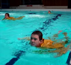 pool swimming in clothes